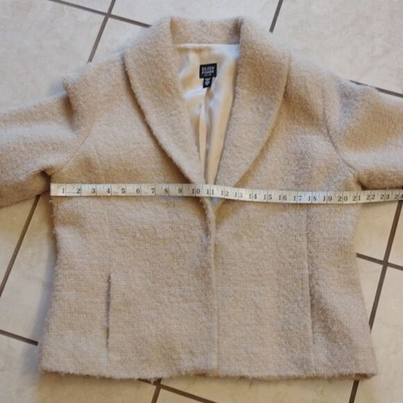 Eileen Fisher Boucle Wool Jacket Blazer Ivory Textured Knit material PL - Picture 7 of 11